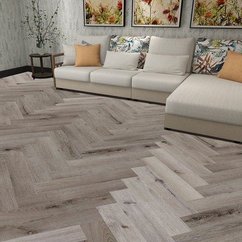 Lusso Portofino Herringbone Featured Spruce Glue Down LVT Vinyl Flooring