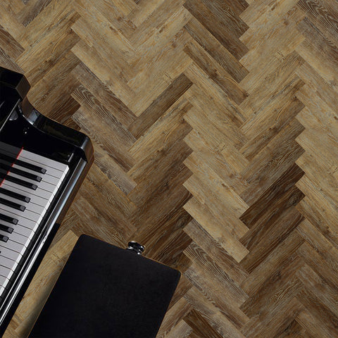 Lusso Portofino Herringbone Norwegian Oak Glue Down LVT Vinyl Flooring