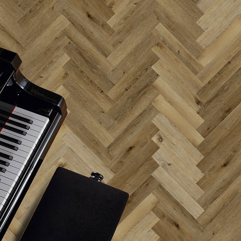 Lusso Portofino Herringbone Voyager Oak Glue Down LVT Vinyl Flooring