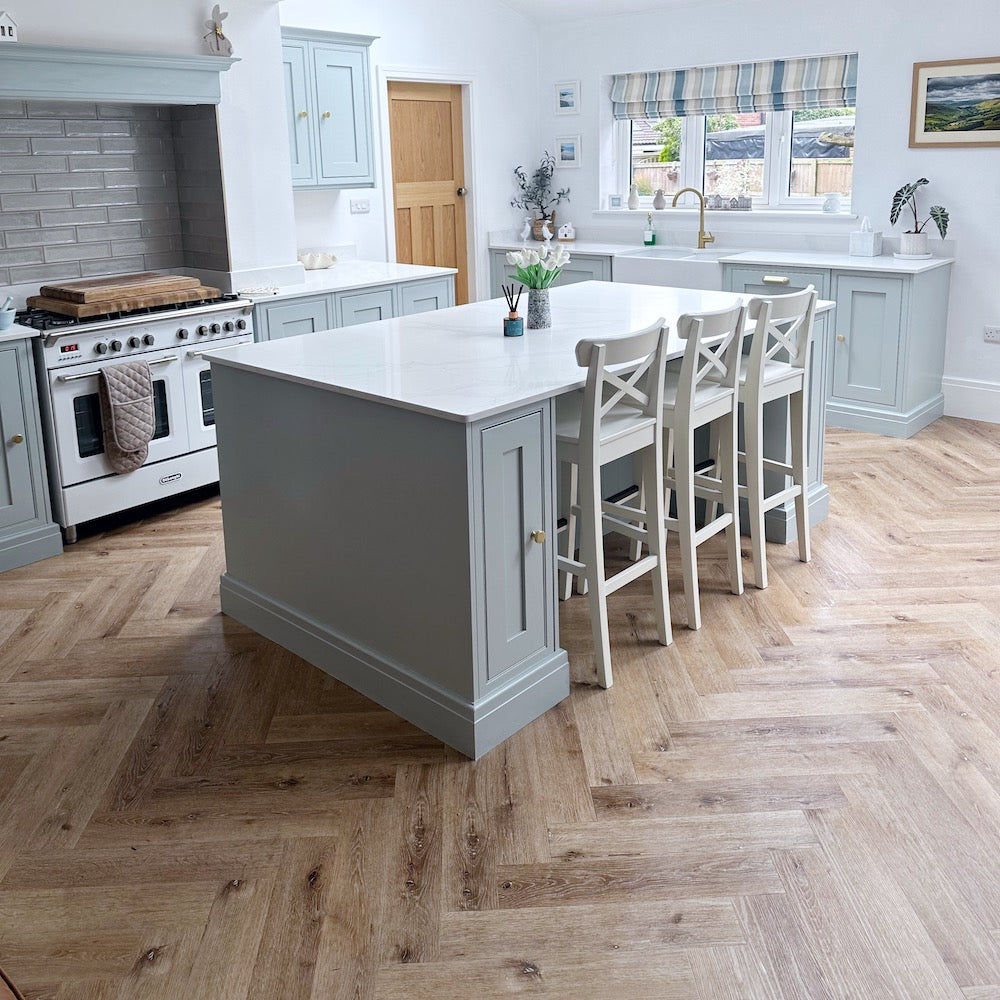 Lusso Portofino Herringbone Voyager Oak Glue Down LVT Vinyl Flooring